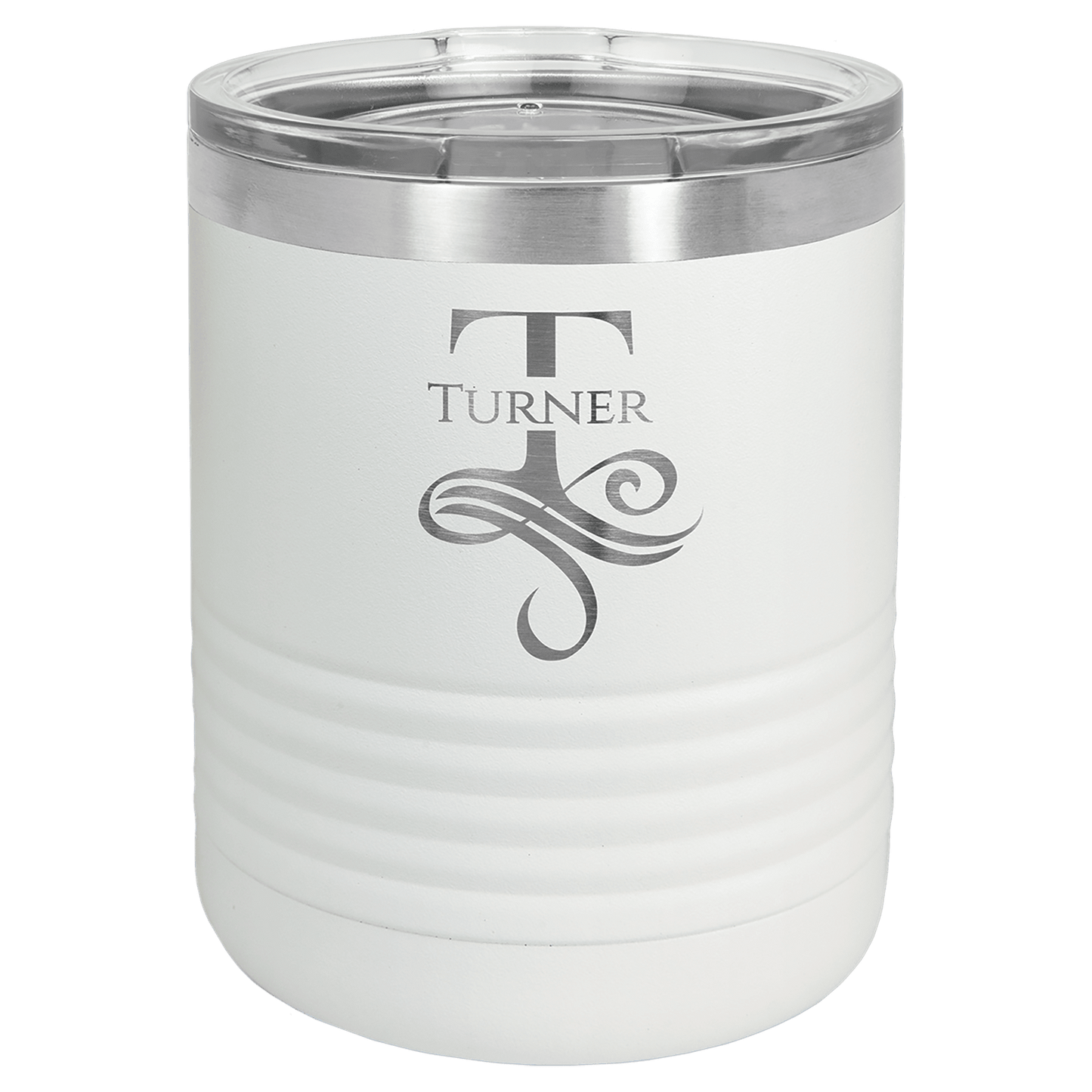 White 10 oz. Ringneck Tumbler with Clear Lid