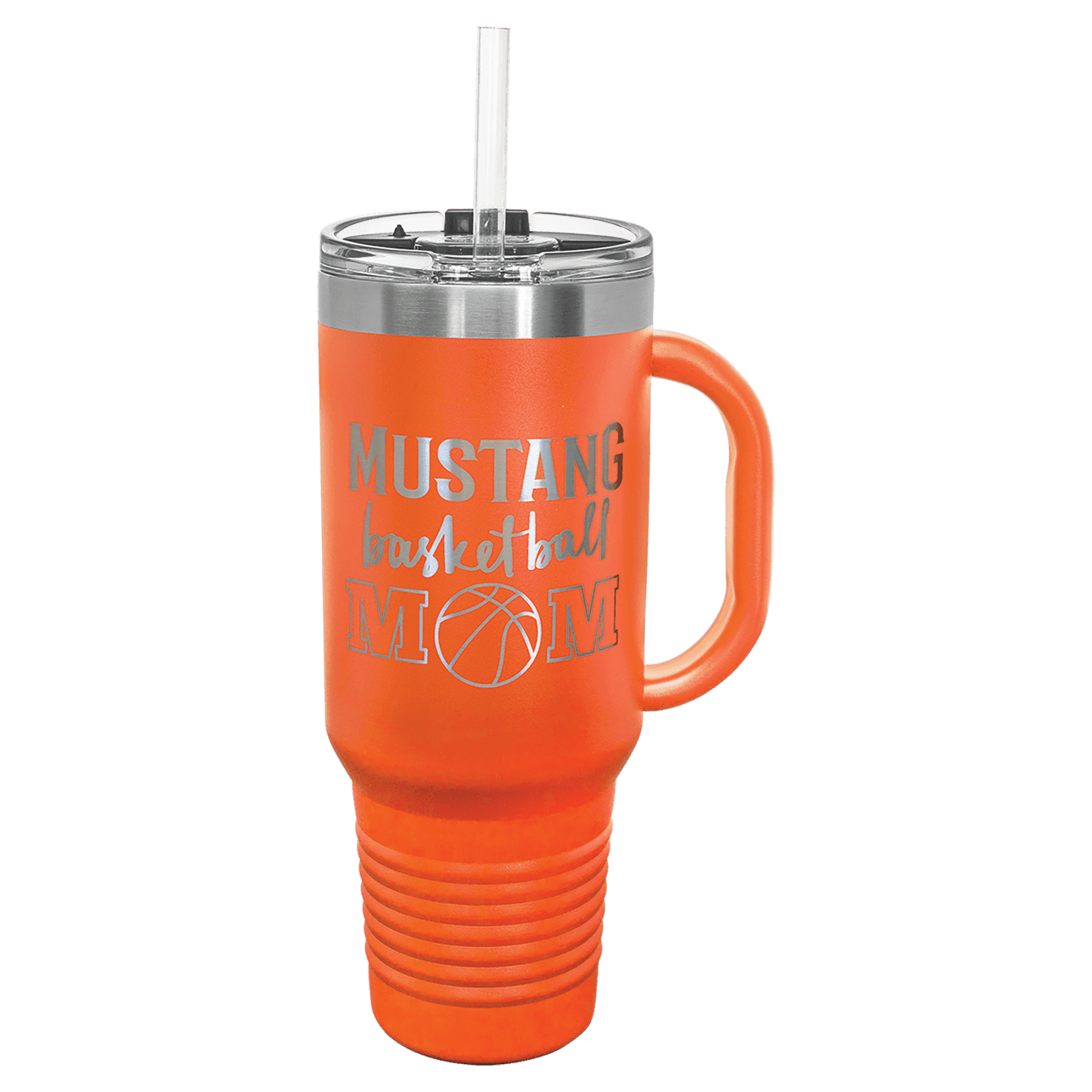 Orange 40 oz. Travel Mug with Straw and Snap Lid