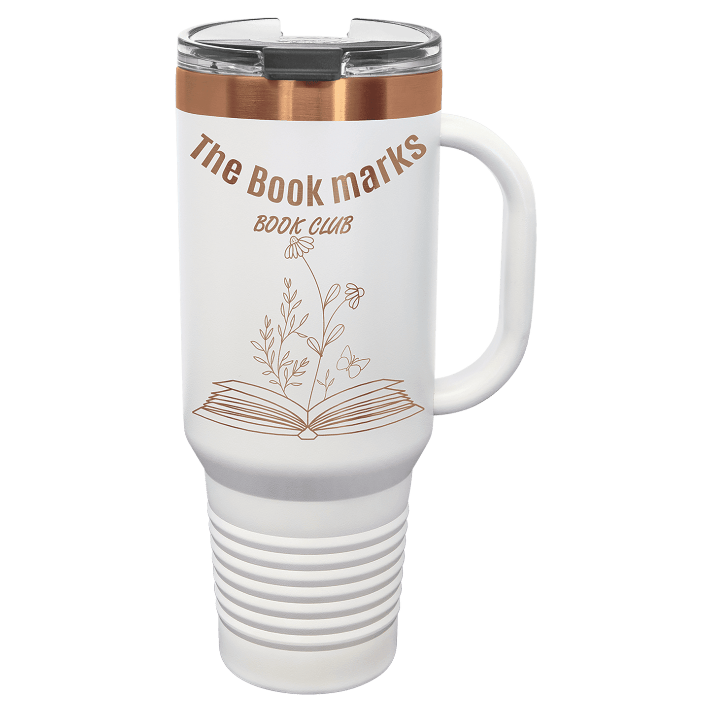 40 oz. White/Rose Gold ION-Plated Travel Mug with Straw