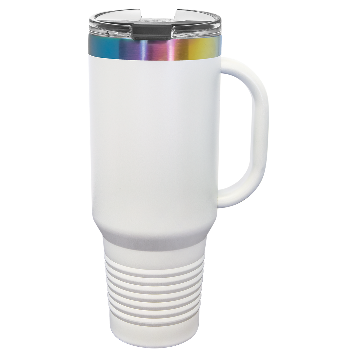 40 oz. White/Prism ION-Plated Travel Mug with Straw