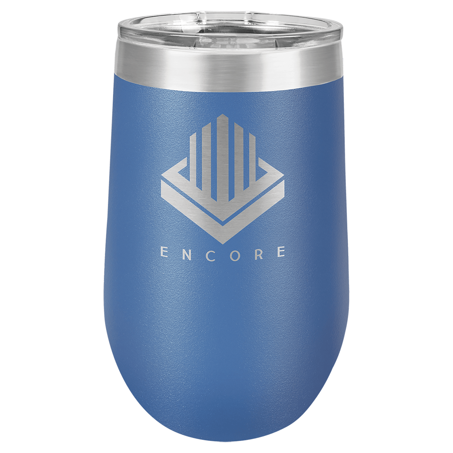 Royal Blue Stemless Tumbler with Clear Lid