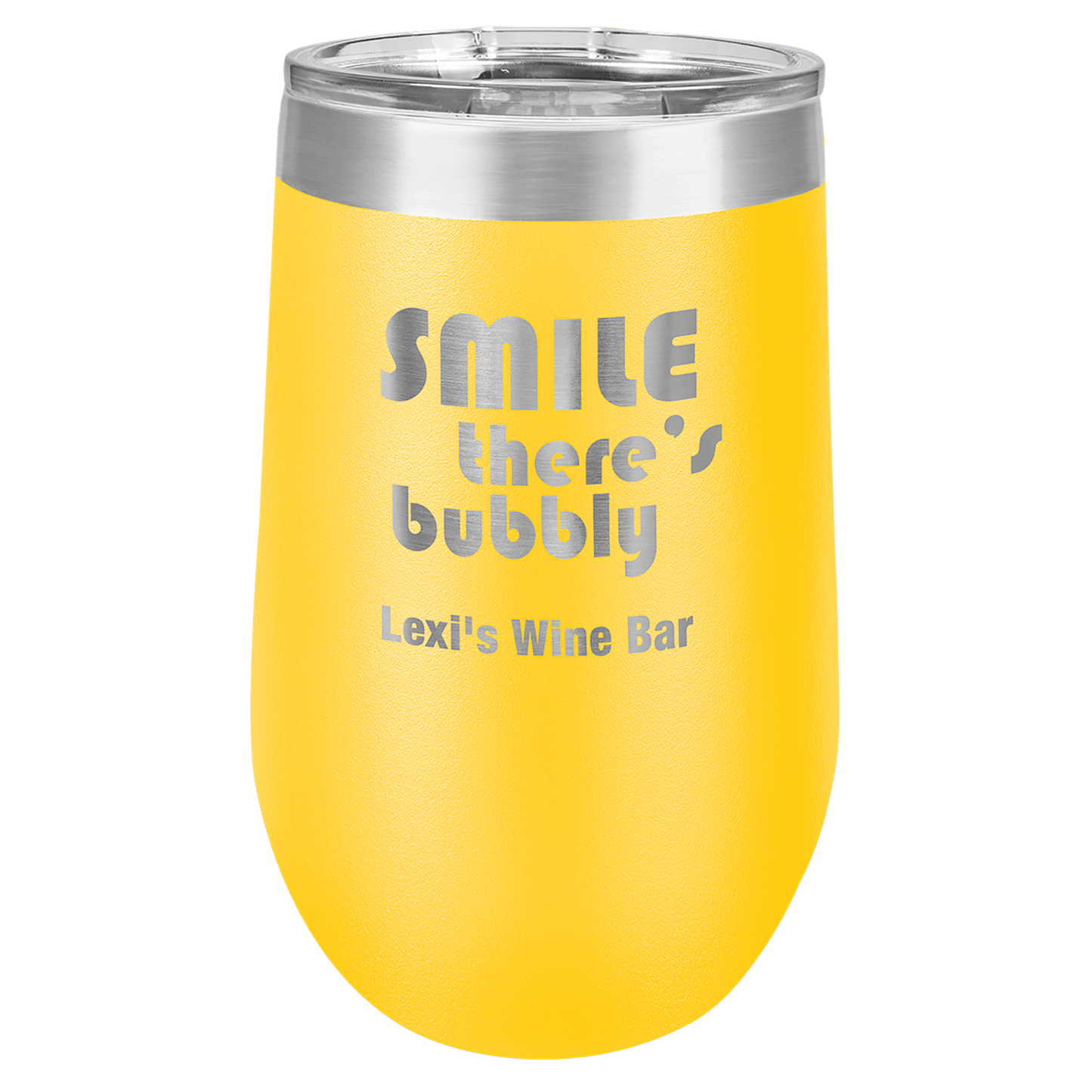 Yellow Stemless Tumbler with Clear Lid