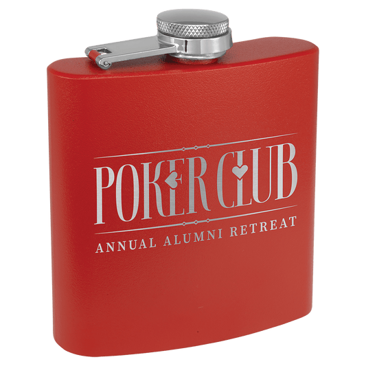 6 oz. Powder Coated Flask Red