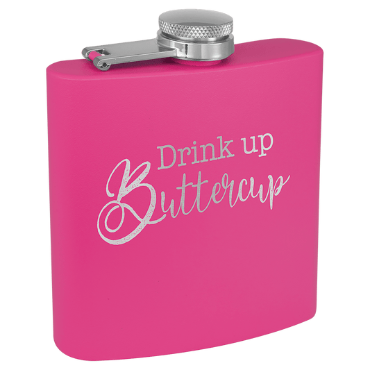 6 oz. Powder Coated Flask Pink