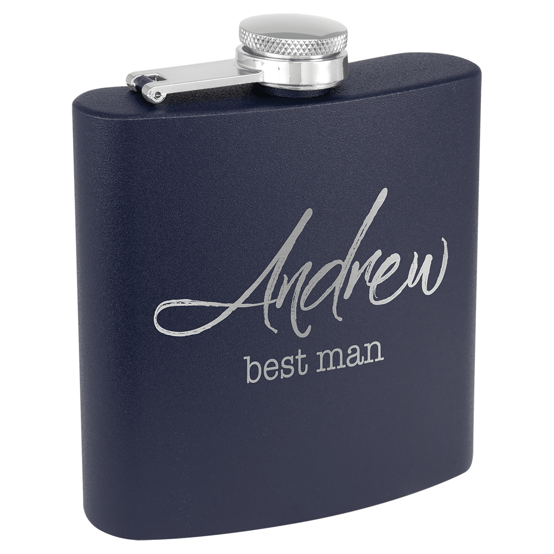 6 oz. Powder Coated Flask Navy Blue