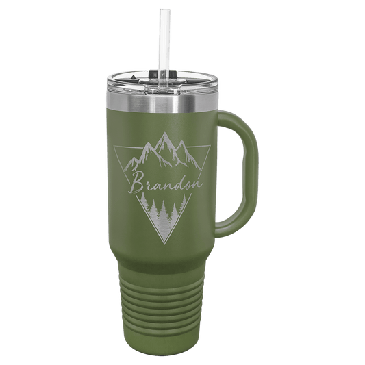 Olive Green 40 oz. Travel Mug with Straw and Snap Lid