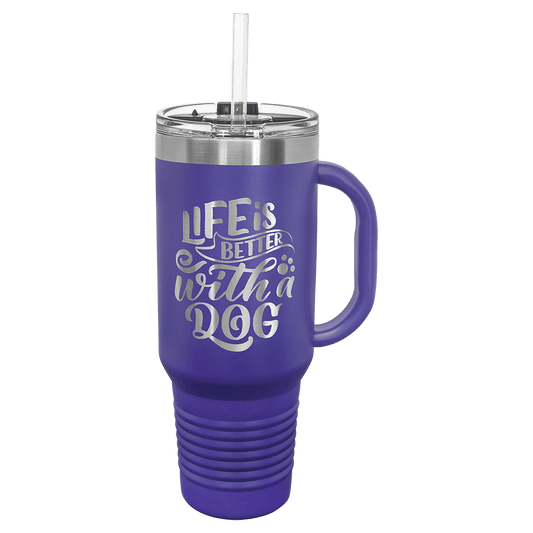 Purple 40 oz. Travel Mug with Straw and Snap Lid