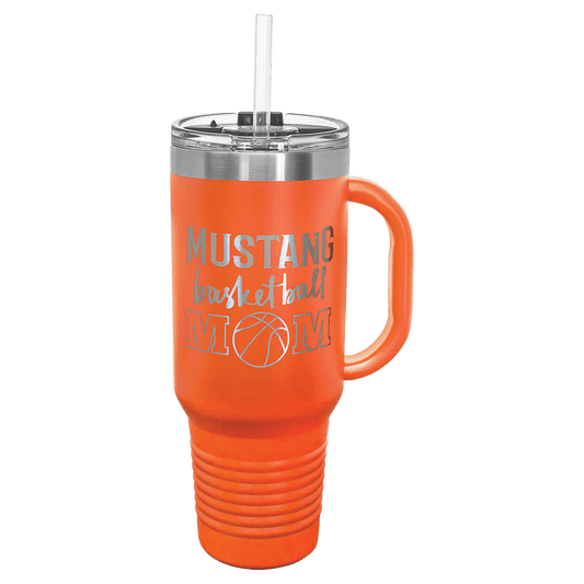 Orange 40 oz. Travel Mug with Straw and Snap Lid