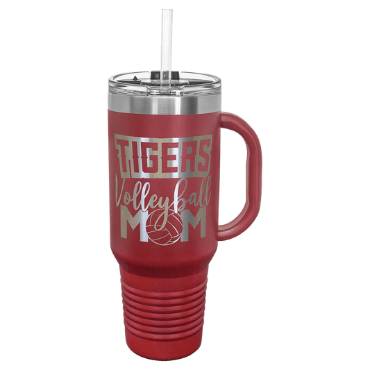 Maroon 40 oz. Travel Mug with Straw and Snap Lid