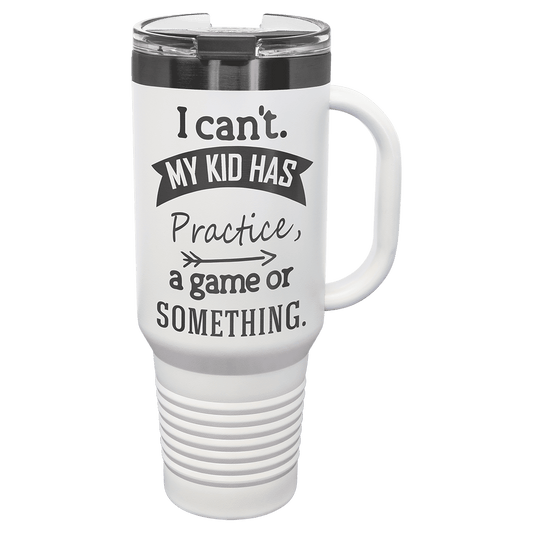 40 oz. White/Ghost Black ION-Plated Travel Mug with Straw