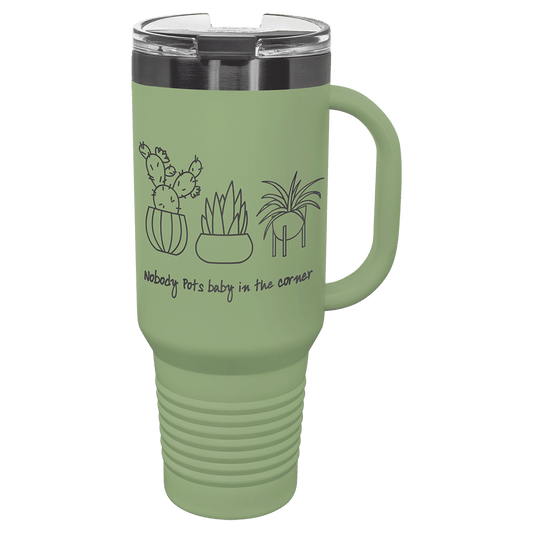 40 oz. Summer Sage/Ghost Black ION-Plated Travel Mug with Straw