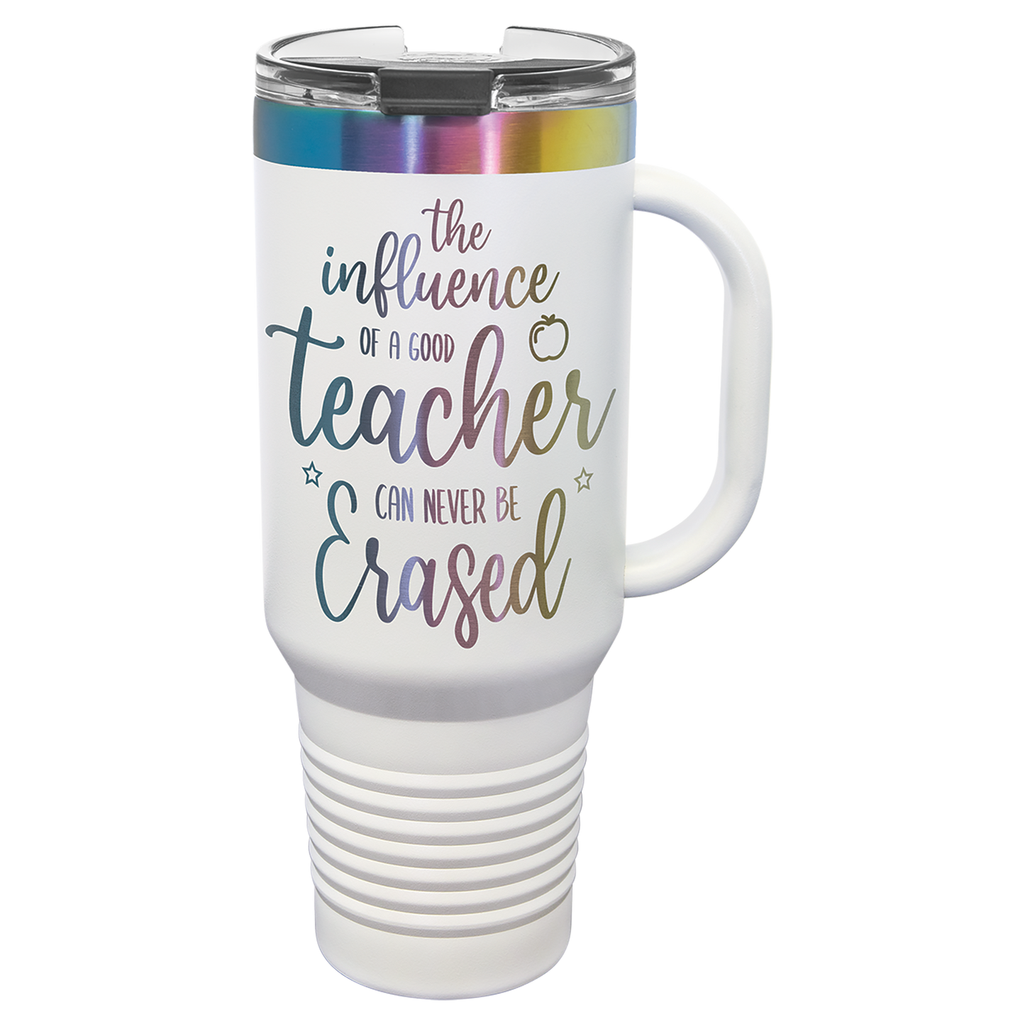 40 oz. White/Prism ION-Plated Travel Mug with Straw