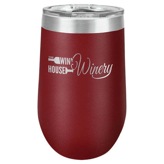 Maroon Stemless Tumbler with Clear Lid