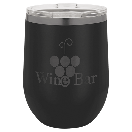 12 oz. Black/Ghost Black ION-Plated Stemless Wine Tumbler with Lid