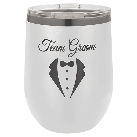 12 oz. White/Ghost Black ION-Plated Stemless Wine Tumbler with Lid