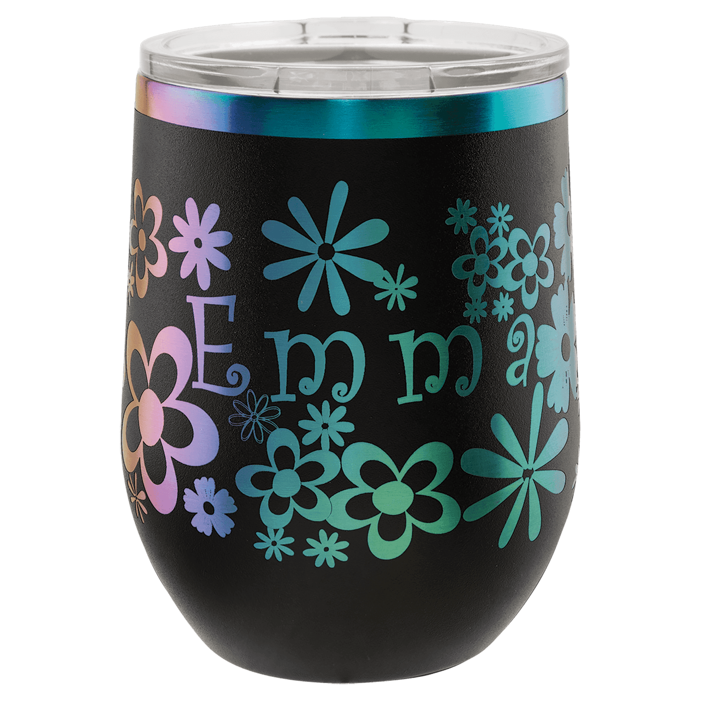 12 oz. Black/Prism ION-Plated Stemless Wine Tumbler with Lid