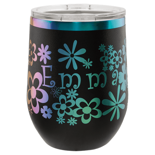 12 oz. Black/Prism ION-Plated Stemless Wine Tumbler with Lid