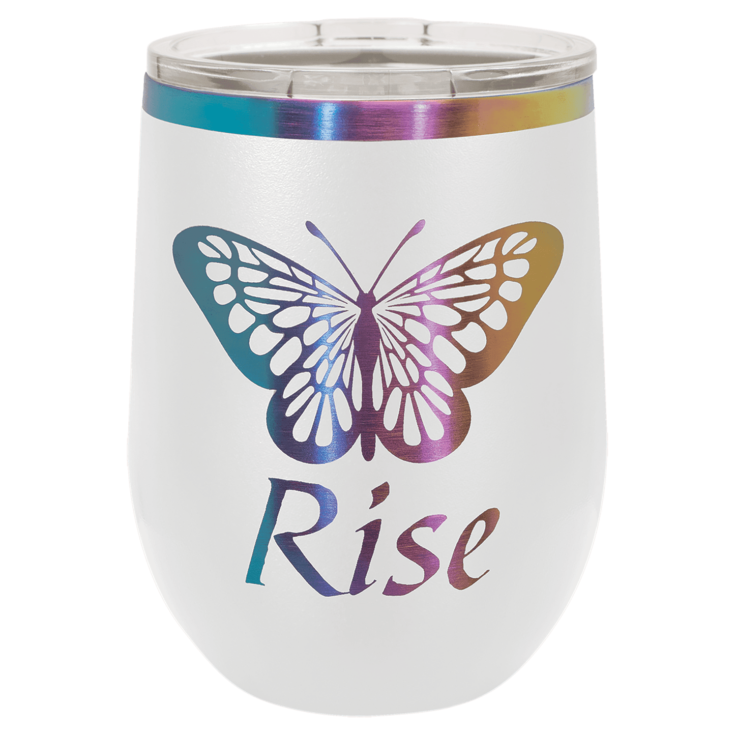 12 oz. White/Prism ION-Plated Stemless Wine Tumbler with Lid