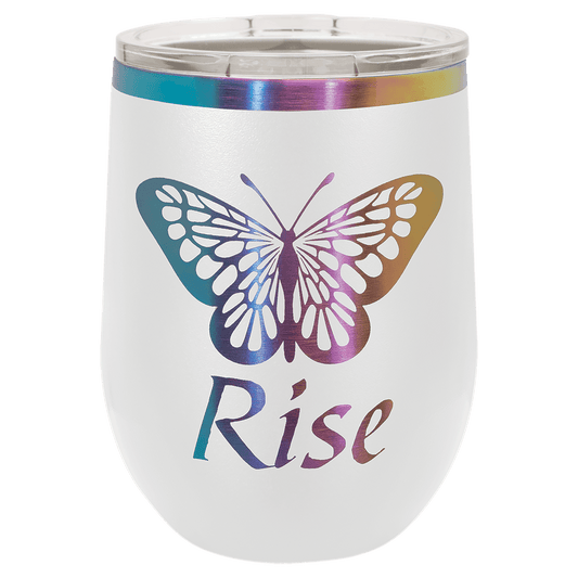 12 oz. White/Prism ION-Plated Stemless Wine Tumbler with Lid